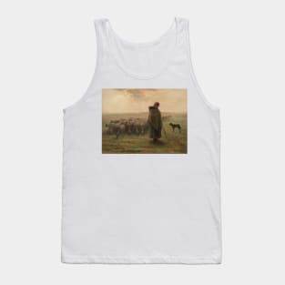 Shepherdess and Her Flock by Jean-Francois Millet Tank Top